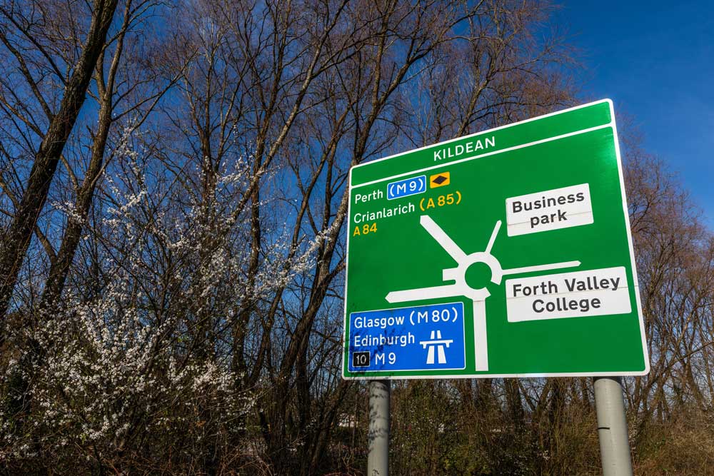 Stirling road sign