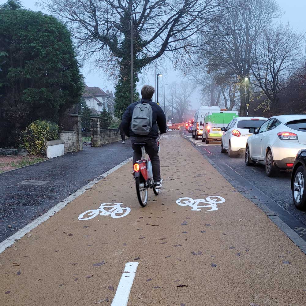 Walk Cycle Live - new cycle lane image with person on bike